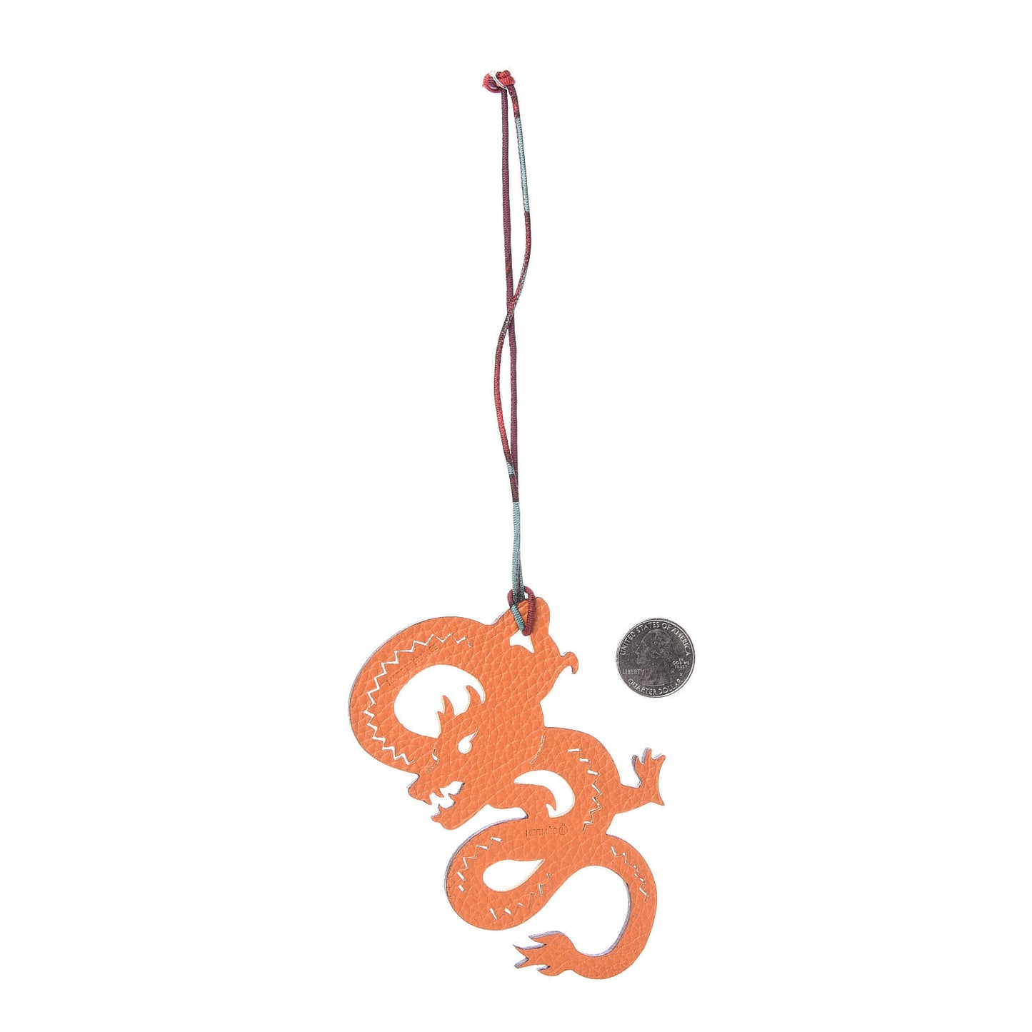 Epsom Togo Petit H Dragon Bag Charm Orange