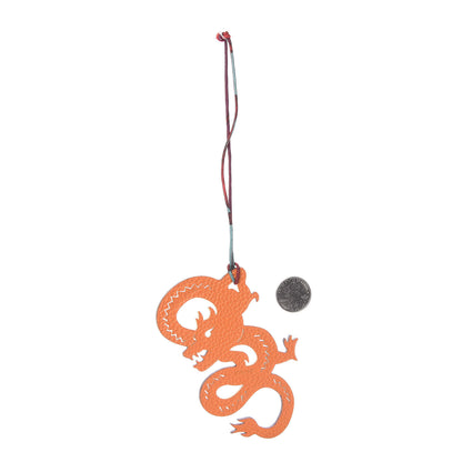 Hermes Epsom Togo Petit H Dragon Bag Charm Orange 2 of 5