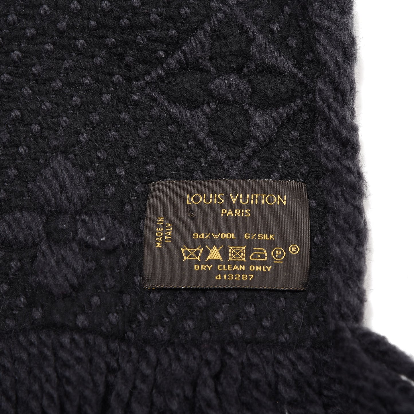 Wool Silk Logomania Scarf Charcoal Grey