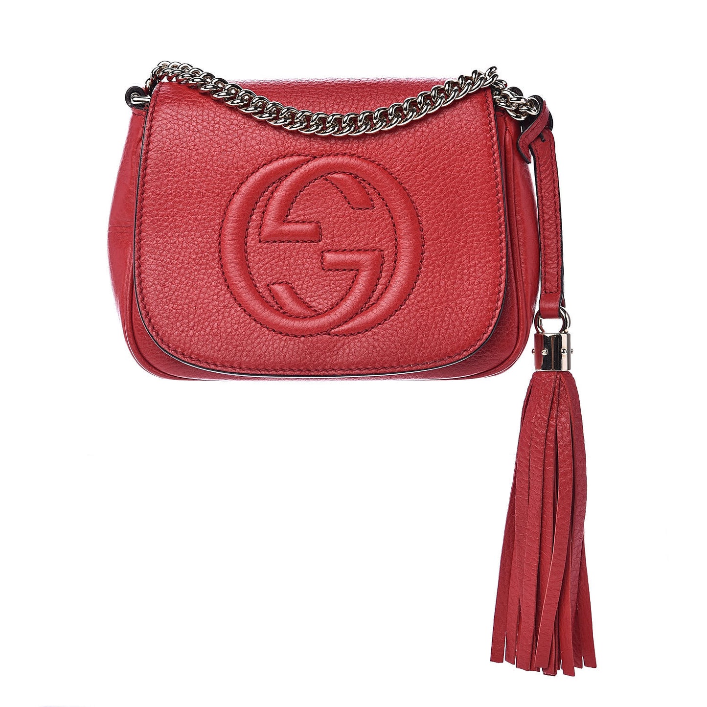 Pebbled Calfskin Small Soho Flap Crossbody Red