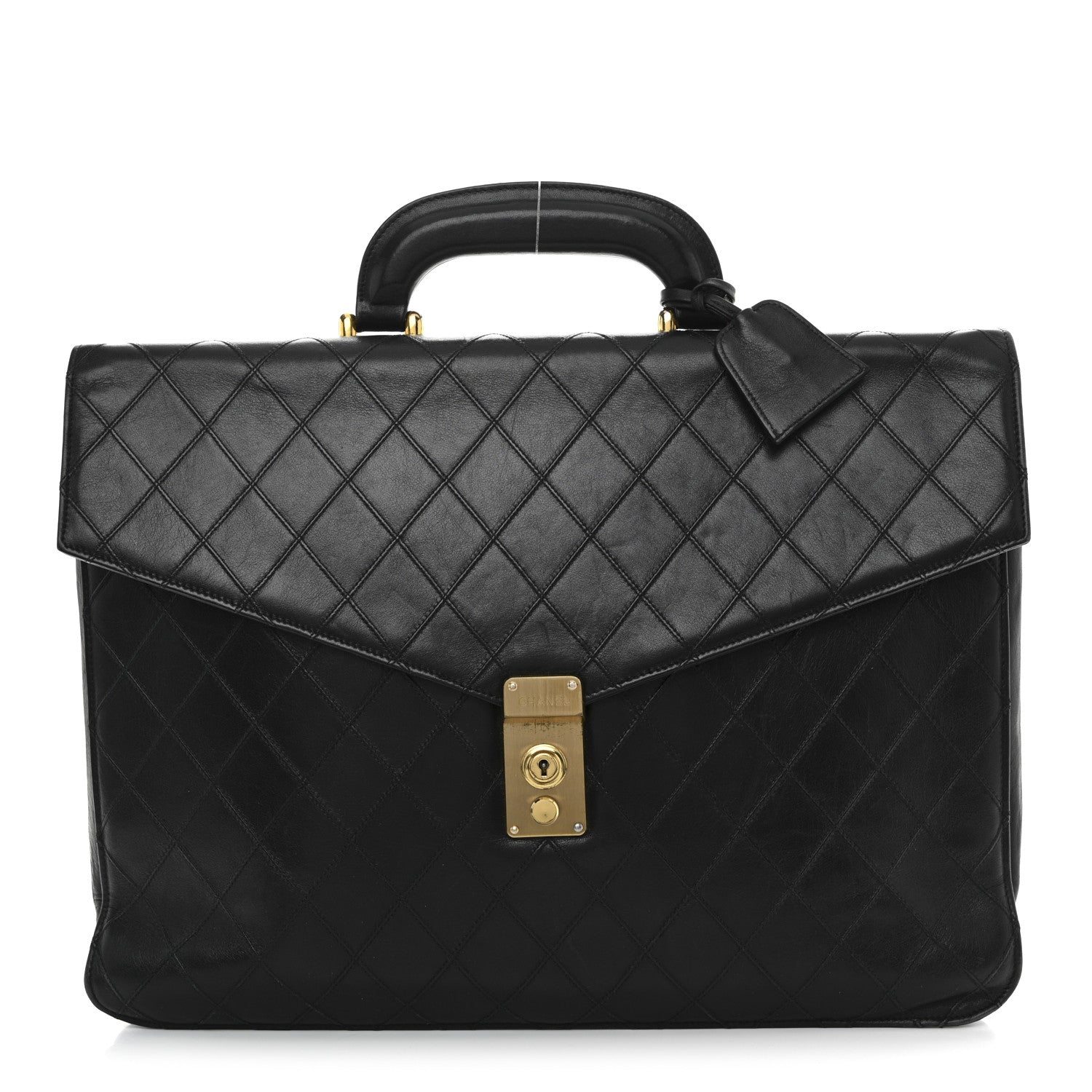Chanel Lambskin Stitched Briefcase Bag Black 1 of 18