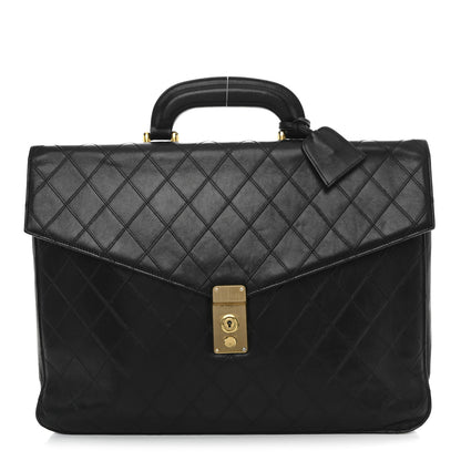 Chanel Lambskin Stitched Briefcase Bag Black 1 of 18