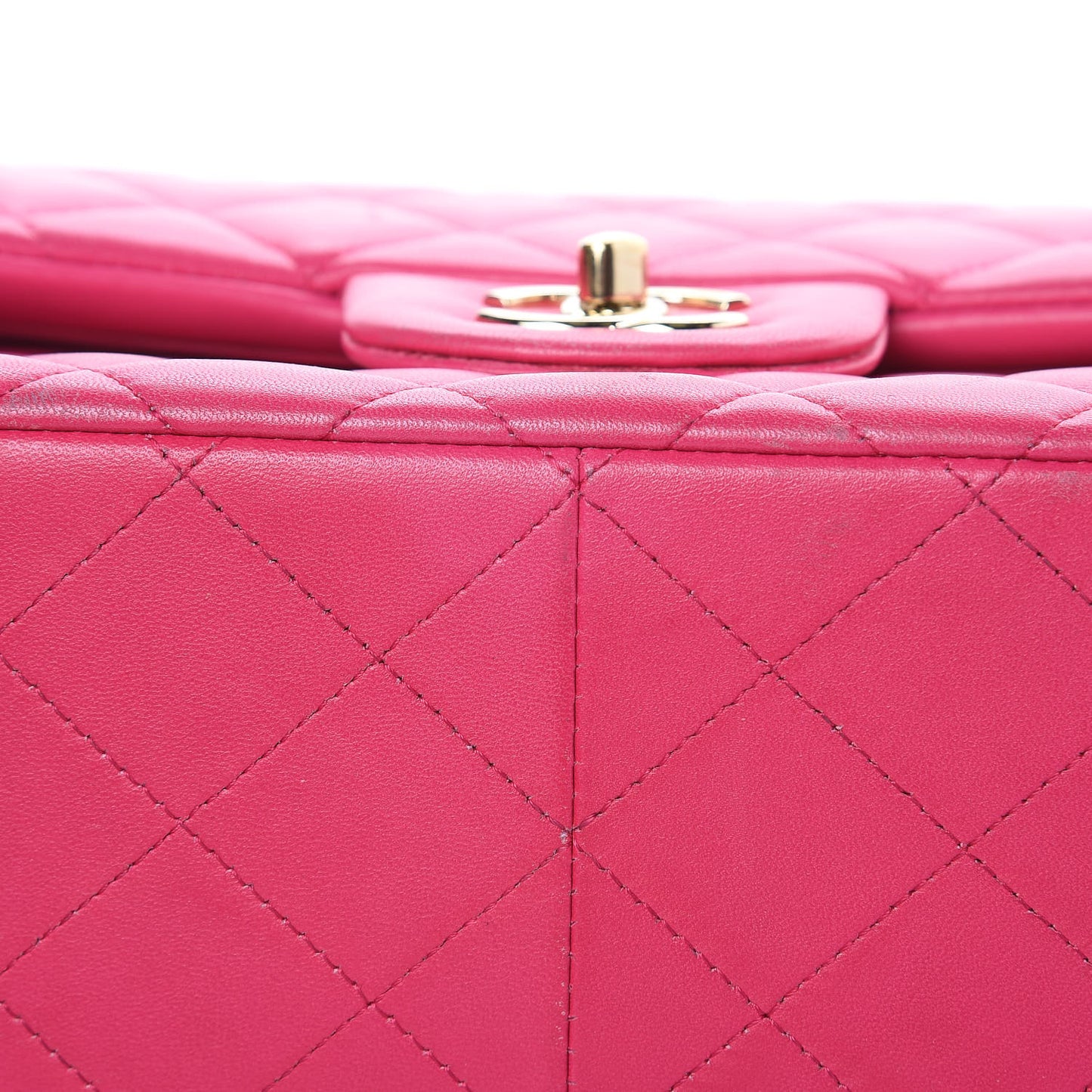 Lambskin Quilted Jumbo Double Flap Fuchsia