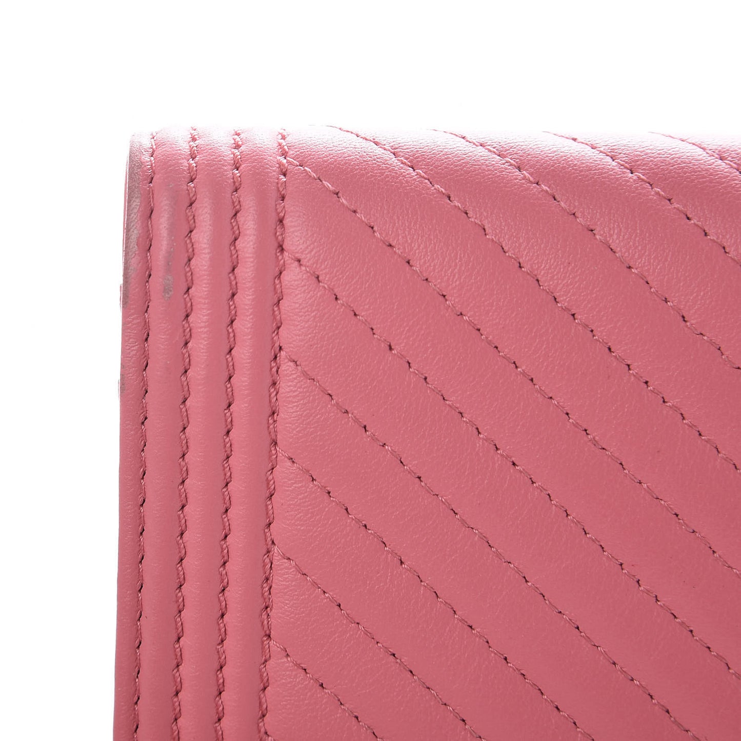 Calfskin Chevron Quilted Boy Yen Wallet Pink