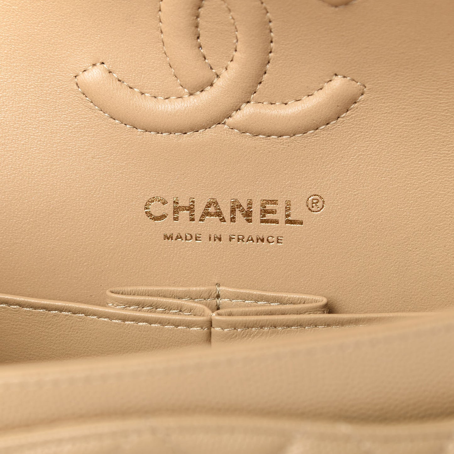 Caviar Quilted Small Double Flap Dark Beige