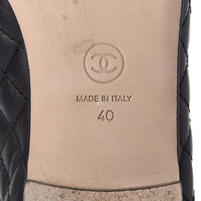 Chanel Patent Calfskin Quilted Womens CC Loafers 40 Black 9 of 15
