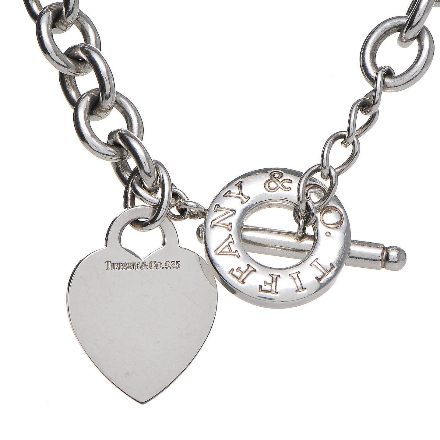 Sterling Silver Heart Tag Toggle Necklace