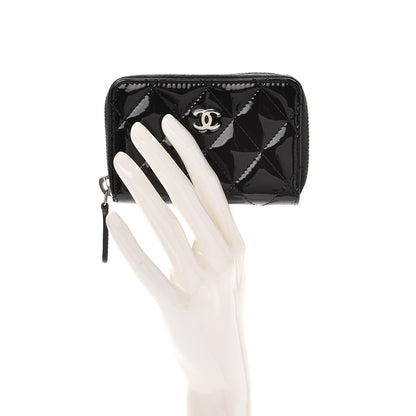 Chanel Patent Calfskin Quilted Zip Coin Purse Black 2 of 8