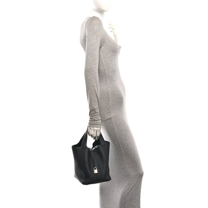 Hermes Taurillon Clemence Picotin Lock 22 MM Black 2 of 10