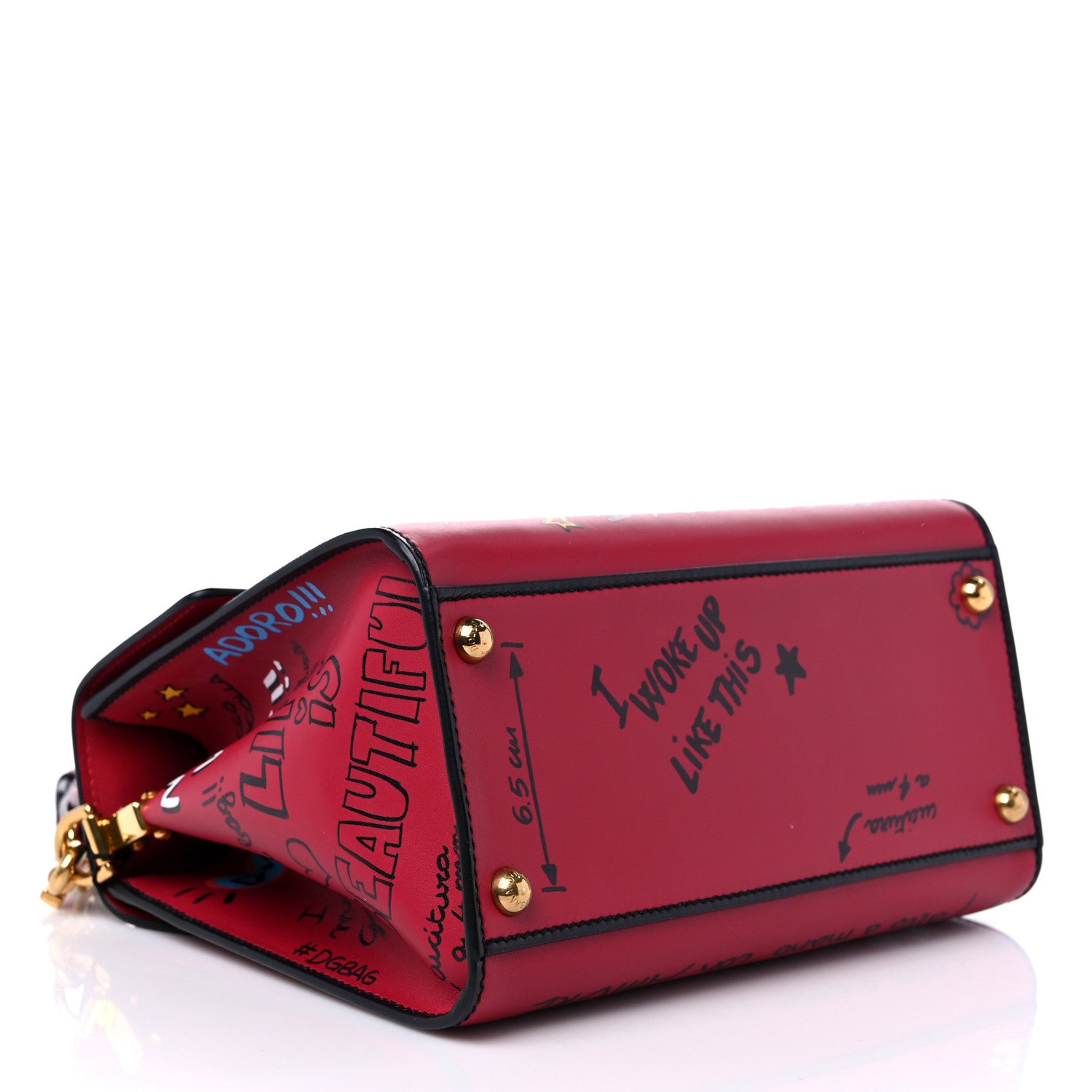 Dolce & Gabbana Calfskin Graffiti Printed Welcome Satchel Rosso Multicolor 4 of 8