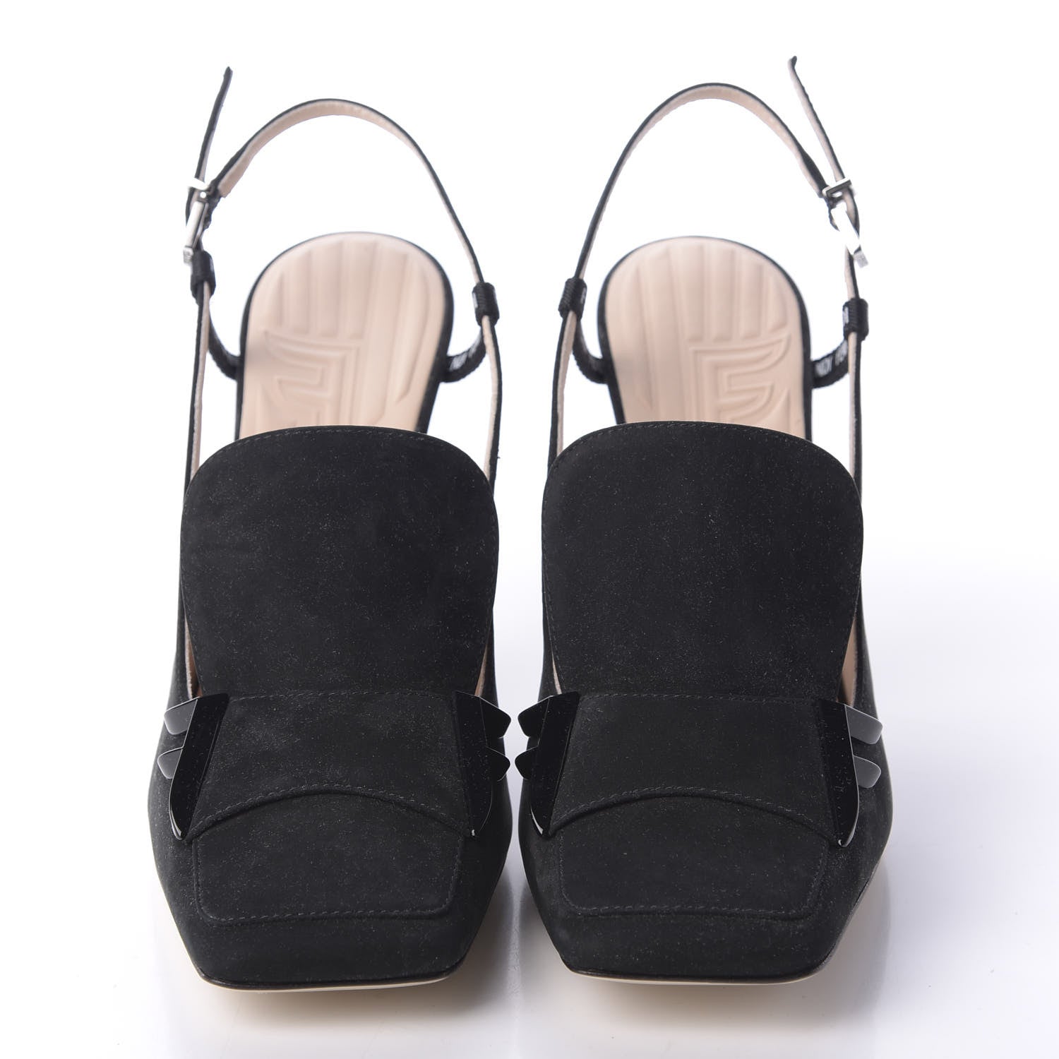 Fendi Suede FFreedom Slingback Pumps 36.5 Black 2 of 9