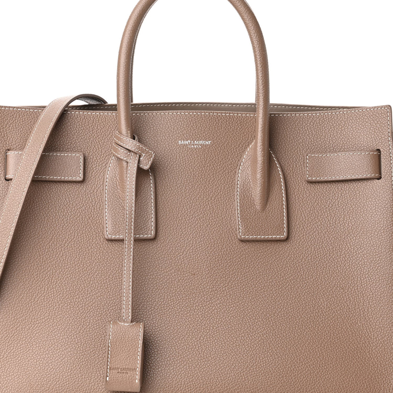 Saint Laurent Grained Calfskin Topstitch Small Classic Sac De Jour Taupe 7 of 17