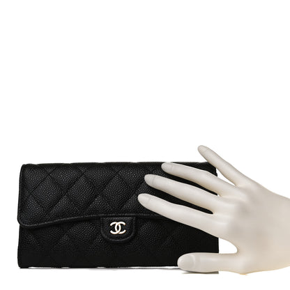 Chanel Caviar Quilted Large Gusset Flap Wallet Black 3 of 22