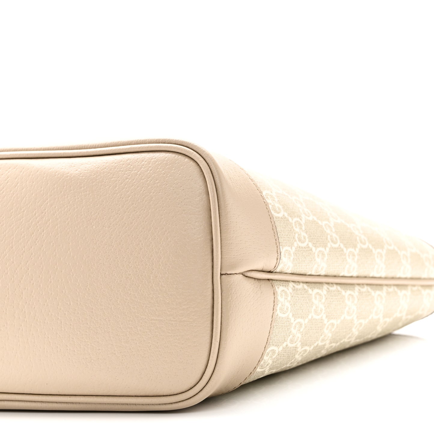 GG Supreme Monogram Textured Dollar Calfskin Small Ophidia Shoulder Tote Bag Beige Mystic White Oatmeal