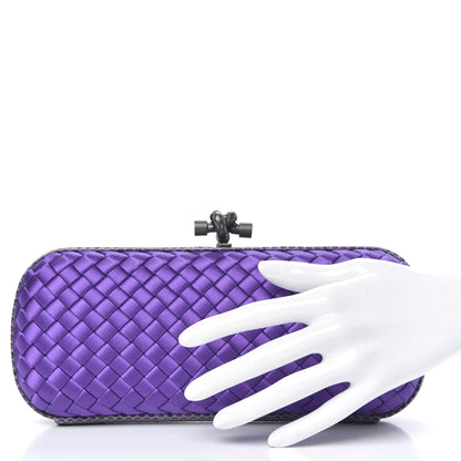 Bottega Veneta Satin Intreccio Impero Ayers Stretch Knot Clutch Purple 2 of 8