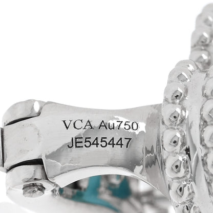 Van Cleef & Arpels 18K White Gold Turquoise Vintage Alhambra Earrings 4 of 4
