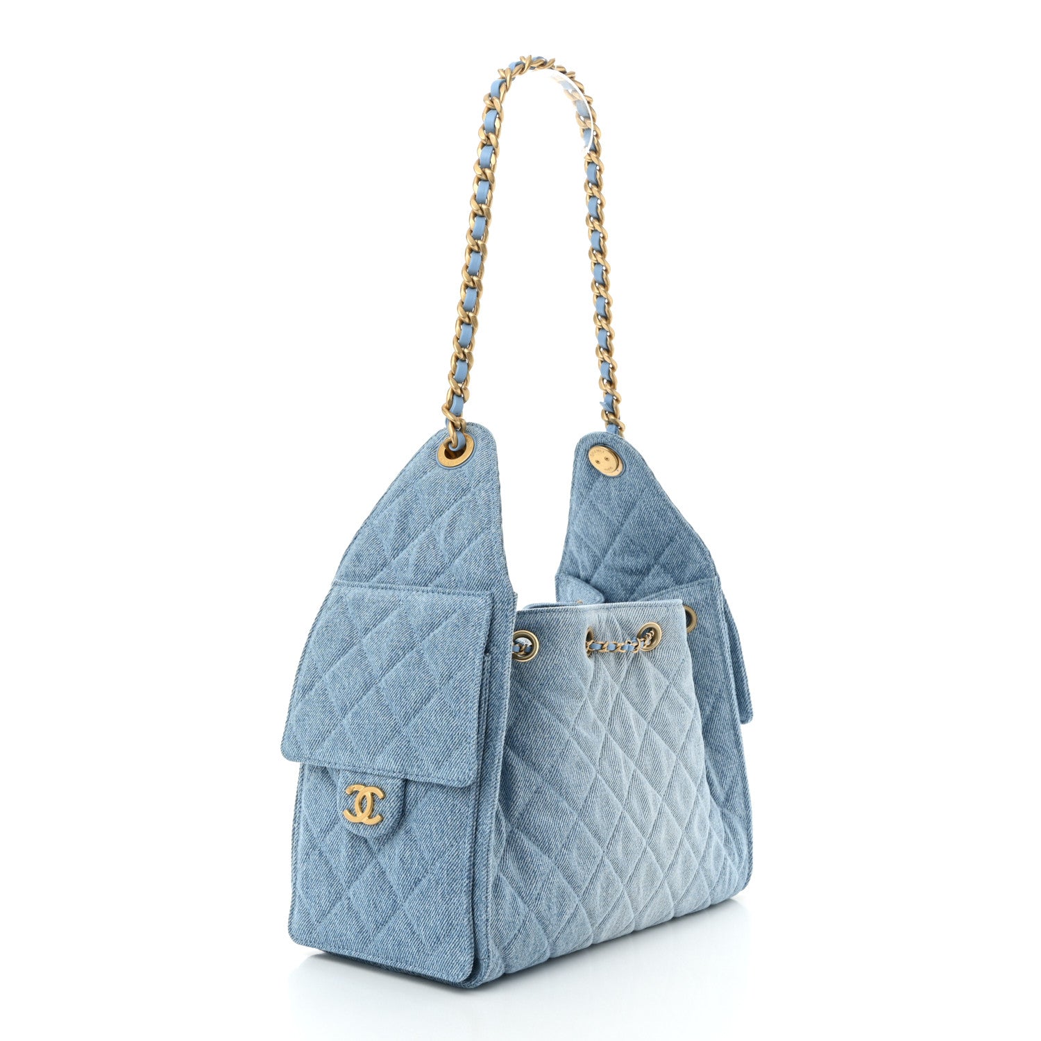 Chanel Washed Denim Quilted Small Chanel 25 Handbag Blue 3 of 11