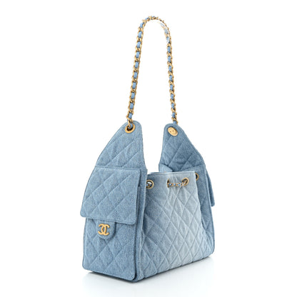 Chanel Washed Denim Quilted Small Chanel 25 Handbag Blue 3 of 11