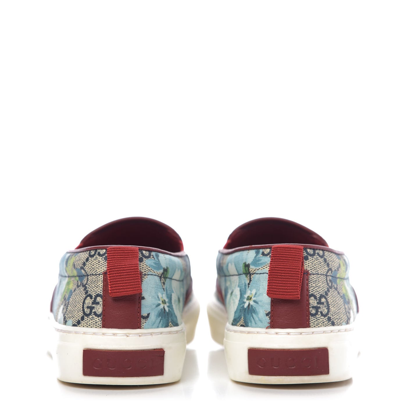 GG Supreme Monogram Blooms Womens Slip On Sneakers 36 Beige Blue Navy Red