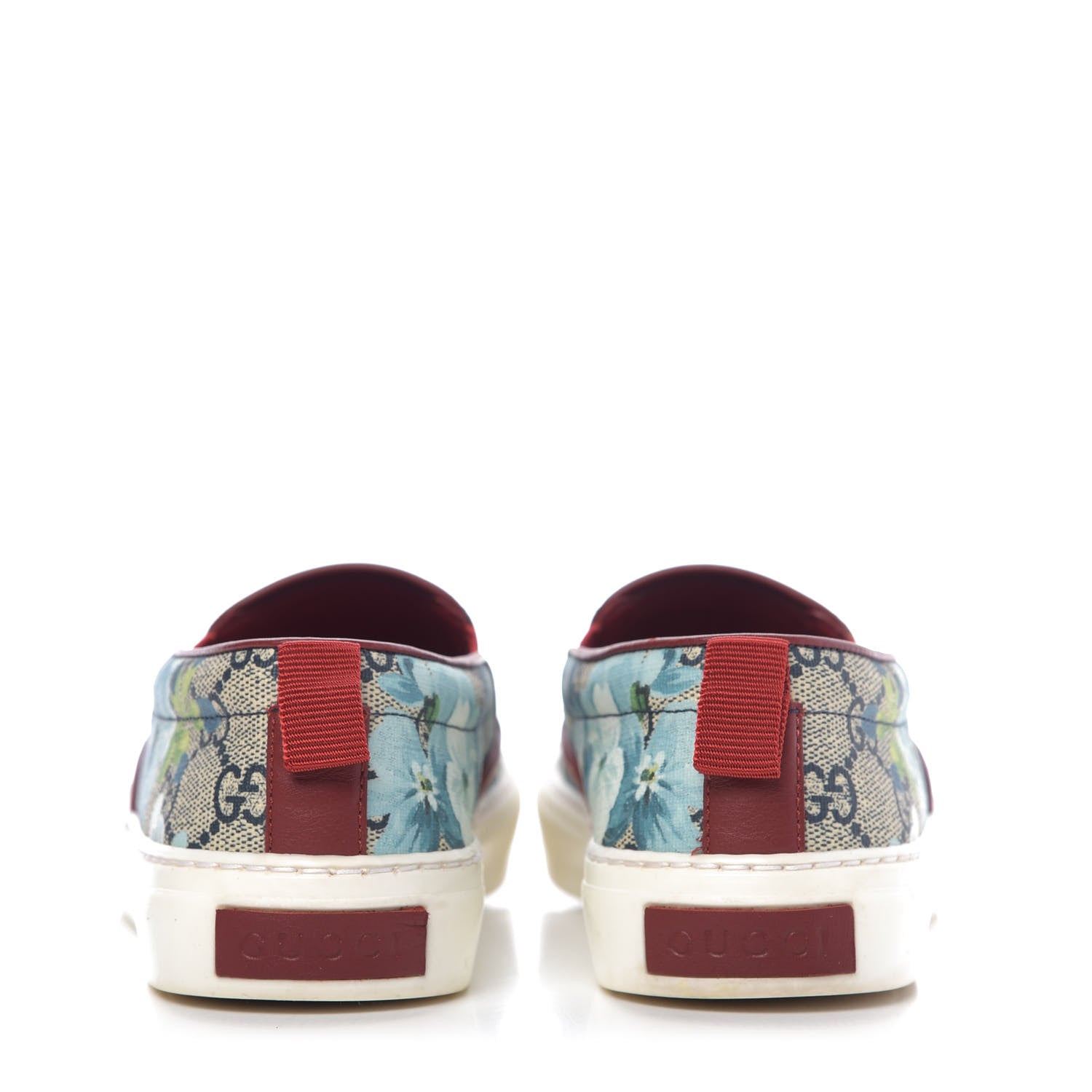 Gucci GG Supreme Monogram Blooms Womens Slip On Sneakers 36 Beige Blue Navy Red 7 of 12