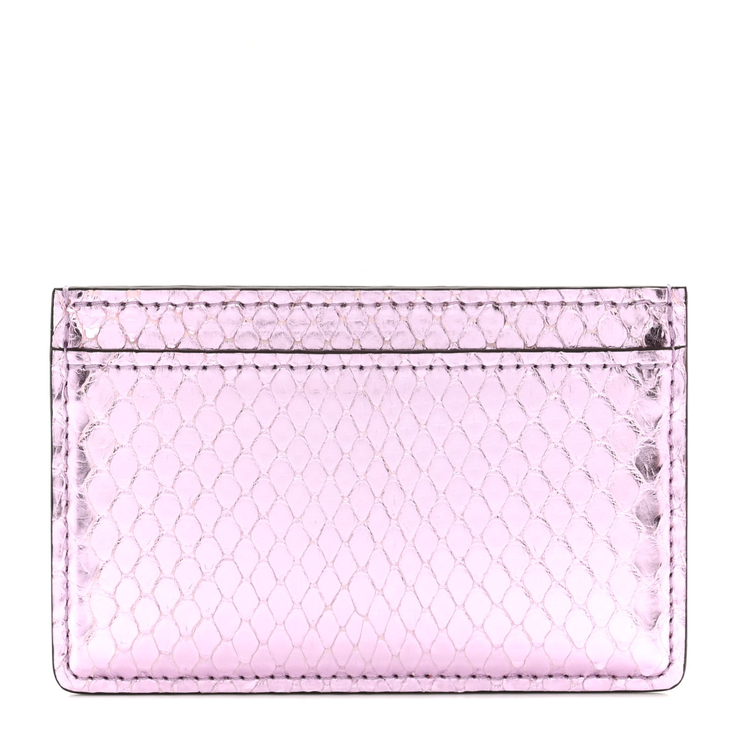 Metallic Snakeskin Card Holder Pink