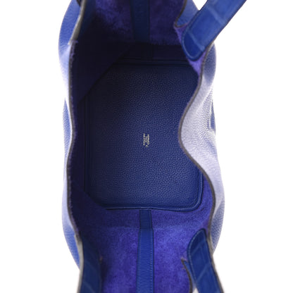 Hermes Taurillon Clemence Matte Alligator Picotin Lock Touch 22 MM Bleu Electrique 5 of 12
