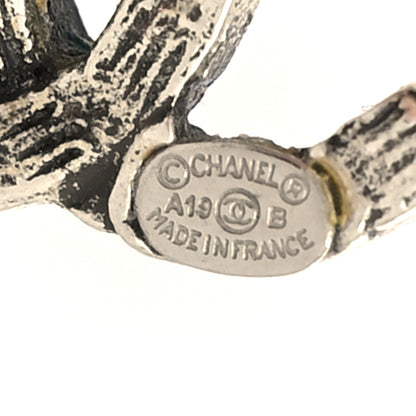 Chanel Crystal Royal Flush CC Stud Earrings Silver 4 of 4