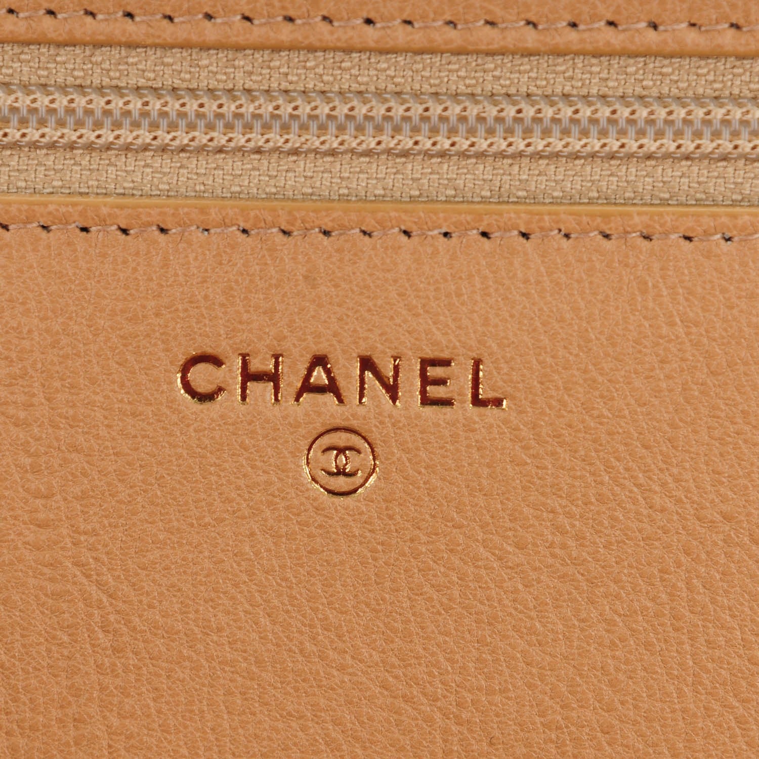 Chanel Calfskin Chevron Quilted Wallet On Chain WOC Beige 6 of 8