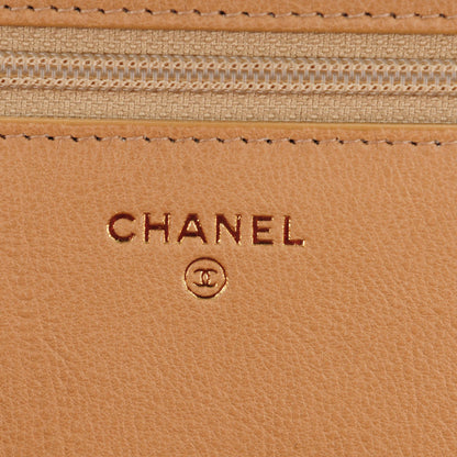 Chanel Calfskin Chevron Quilted Wallet On Chain WOC Beige 6 of 8
