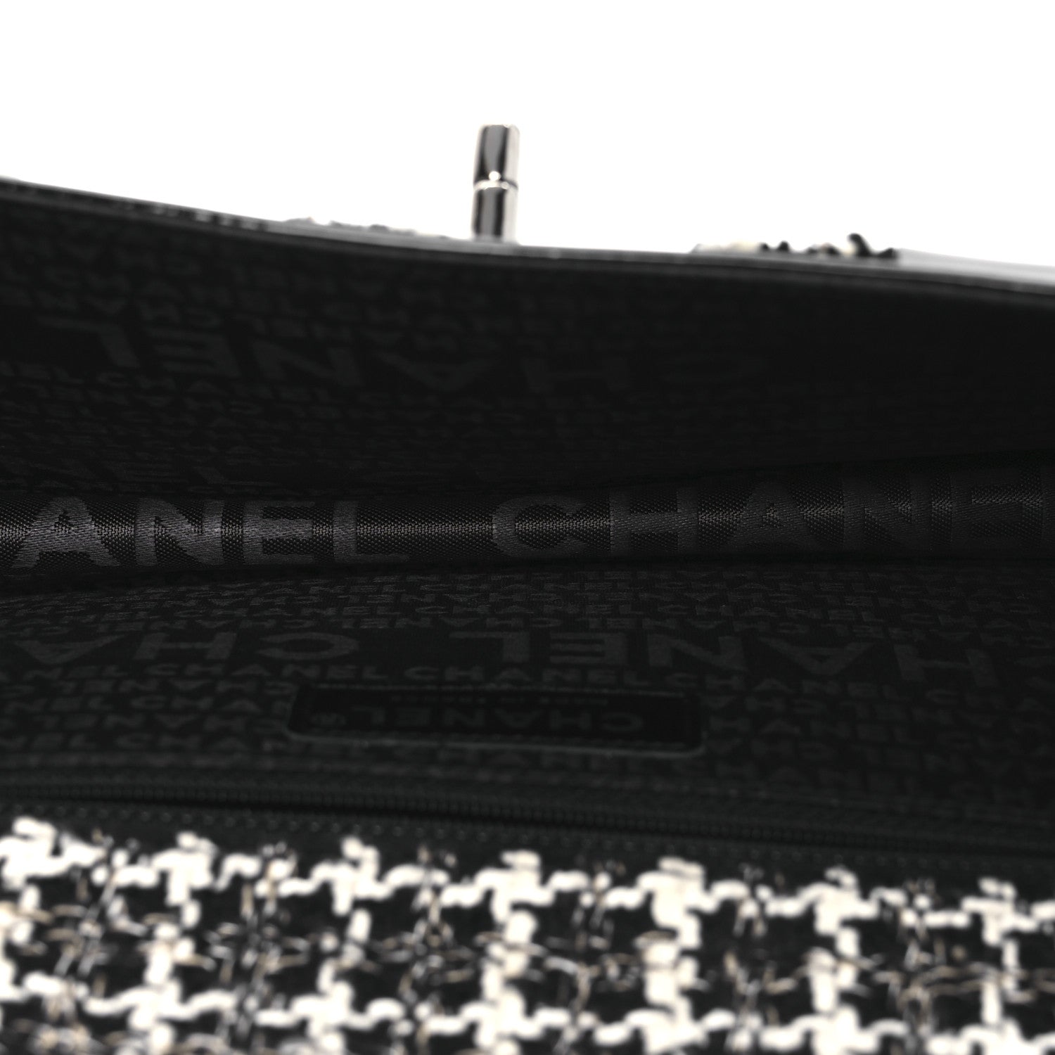 Chanel Tweed Patent Quilted Rectangular Flap Black White 5 of 10