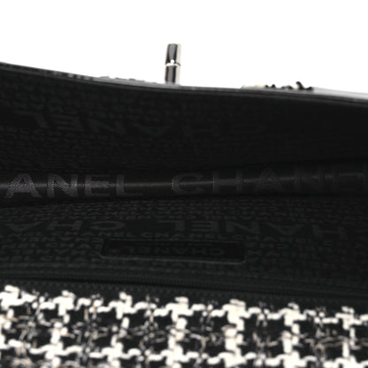 Chanel Tweed Patent Quilted Rectangular Flap Black White 5 of 10