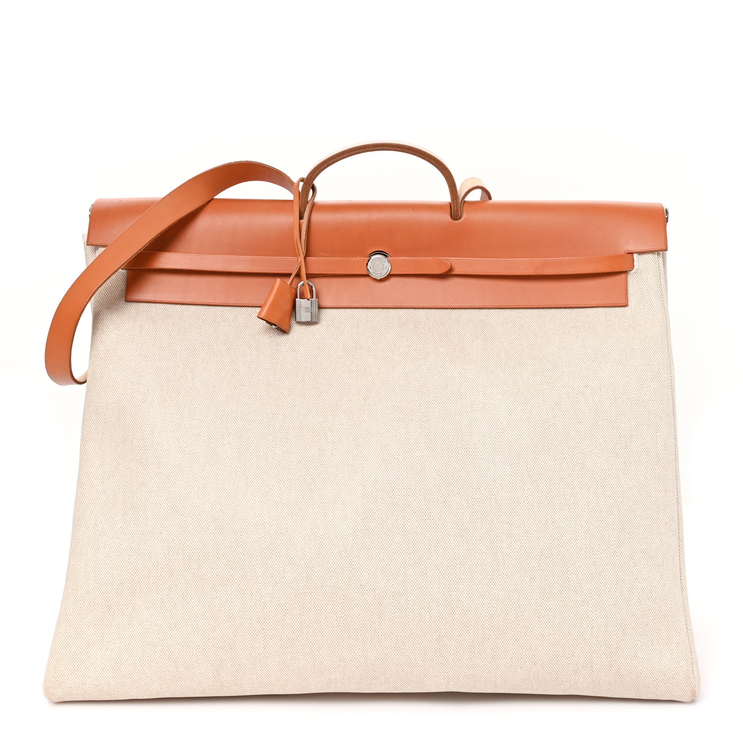 Hermes Toile Vache Calfskin Herbag 50 Natural 1 of 11
