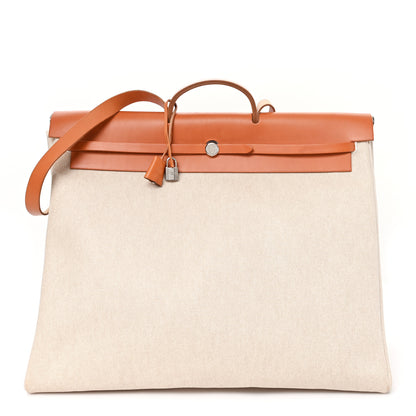 Hermes Toile Vache Calfskin Herbag 50 Natural 1 of 11