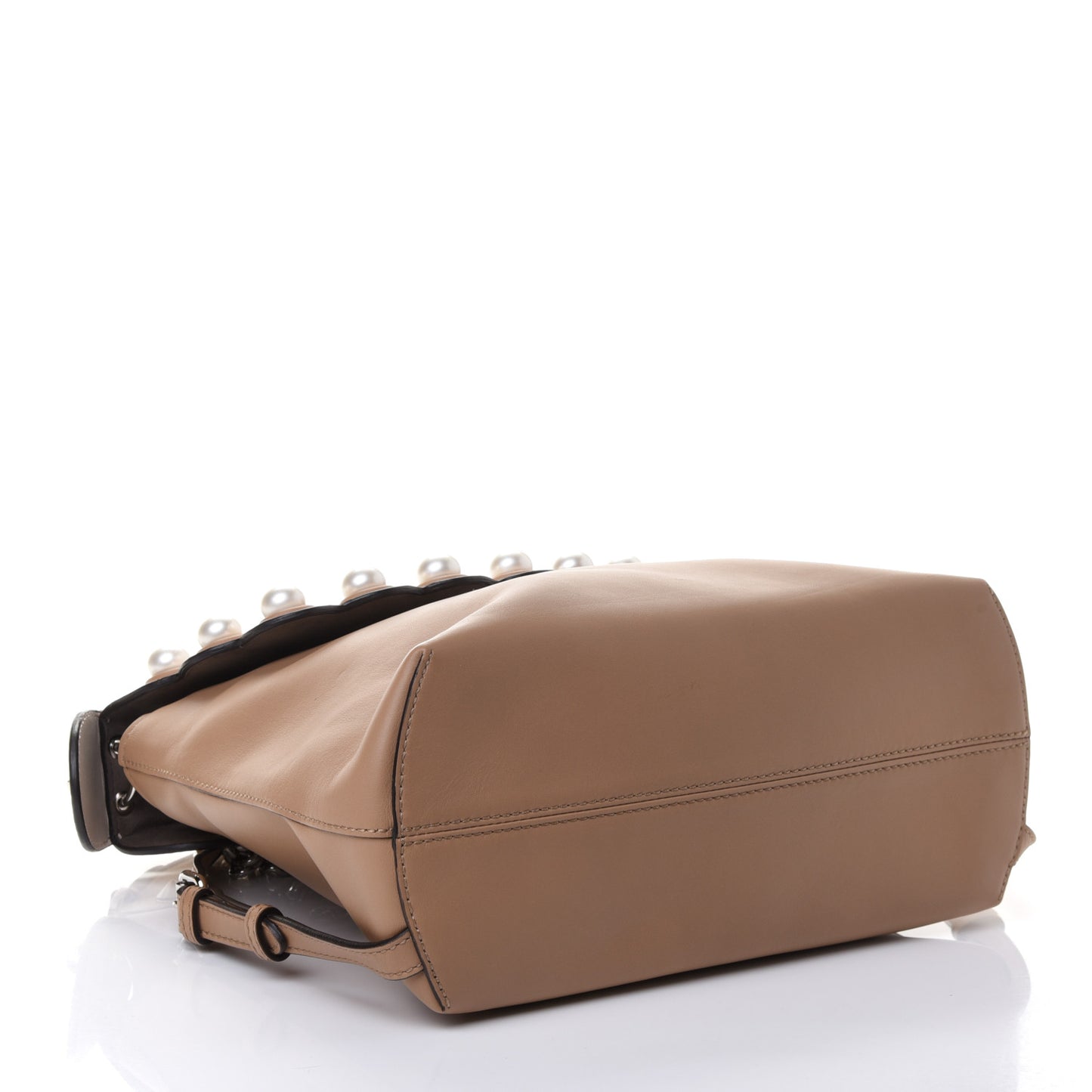 Vitello Century Pearl Bi-Color Scalloped Back to School Backpack Cuoio Camelia