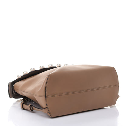 Fendi Vitello Century Pearl Bi-Color Scalloped Back to School Backpack Cuoio Camelia 3 of 4
