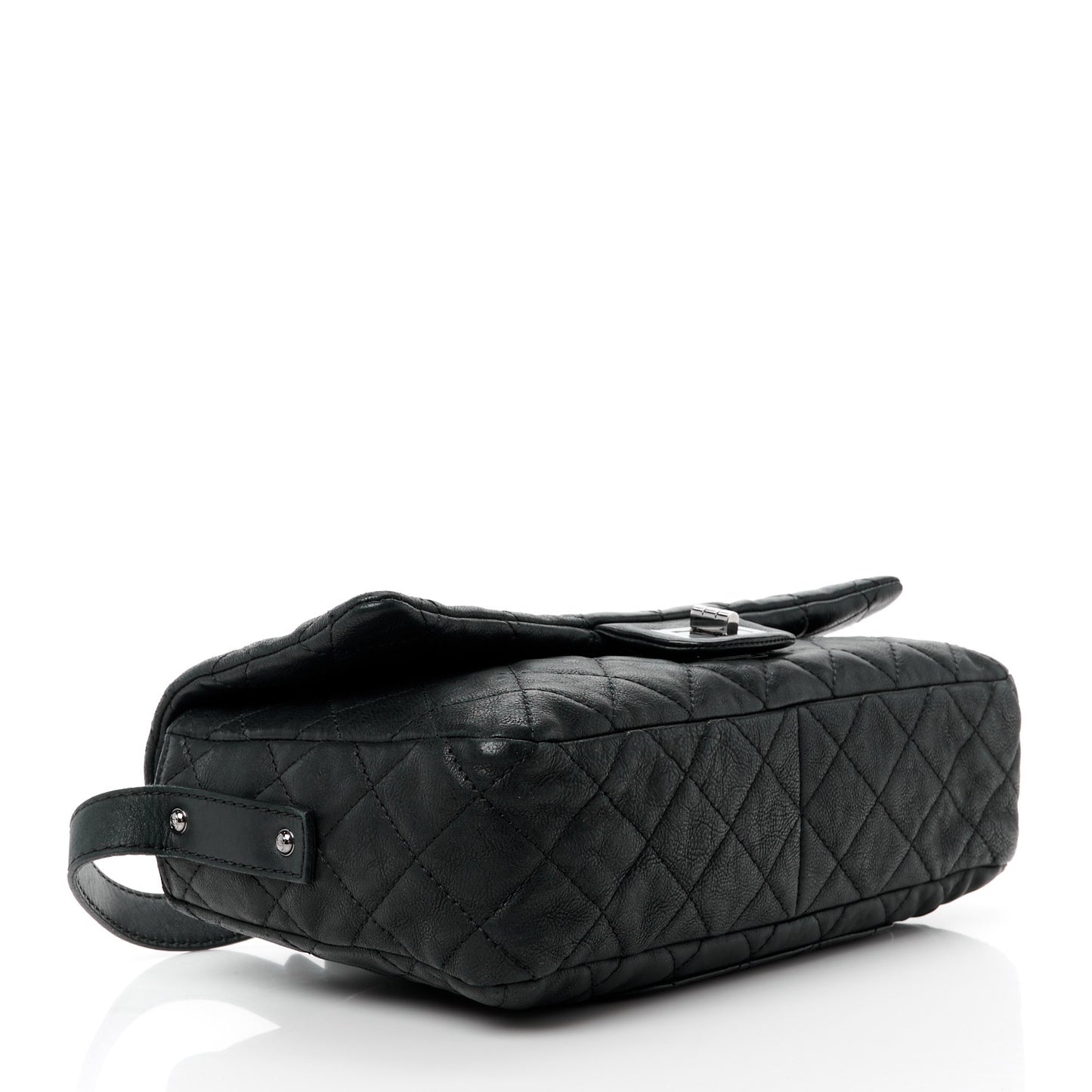 Calfskin Quilted Jumbo Easy Reissue Messenger Flap Black