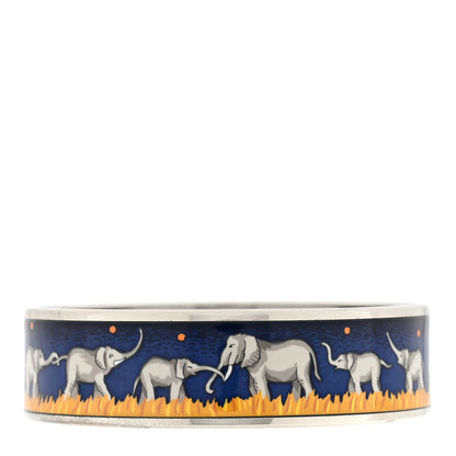Hermes Enamel Printed Elephants Grazing Wide Bracelet 2 of 3