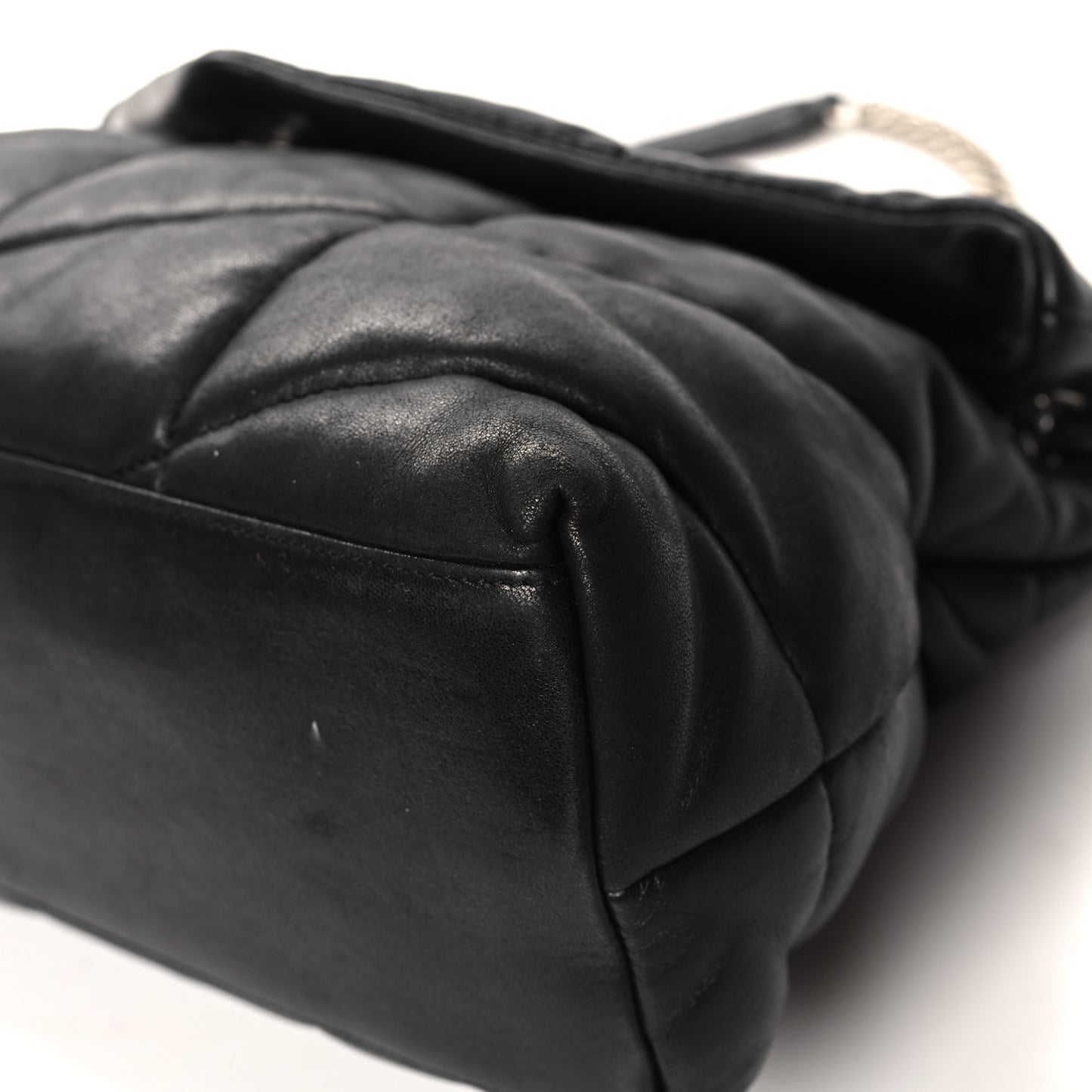 Lambskin Quilted Medium Loulou Puffer Monogram Chain Satchel Black