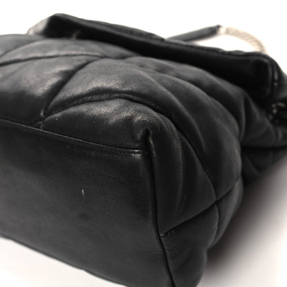 Saint Laurent Lambskin Quilted Medium Loulou Puffer Monogram Chain Satchel Black 10 of 13