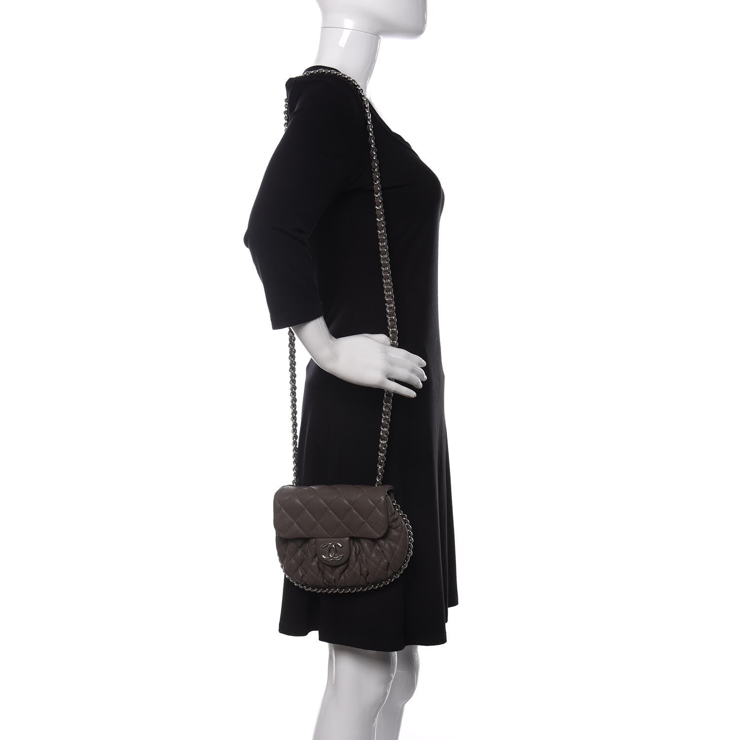 Chanel Washed Lambskin Quilted Mini Chain Around Flap Taupe 2 of 11