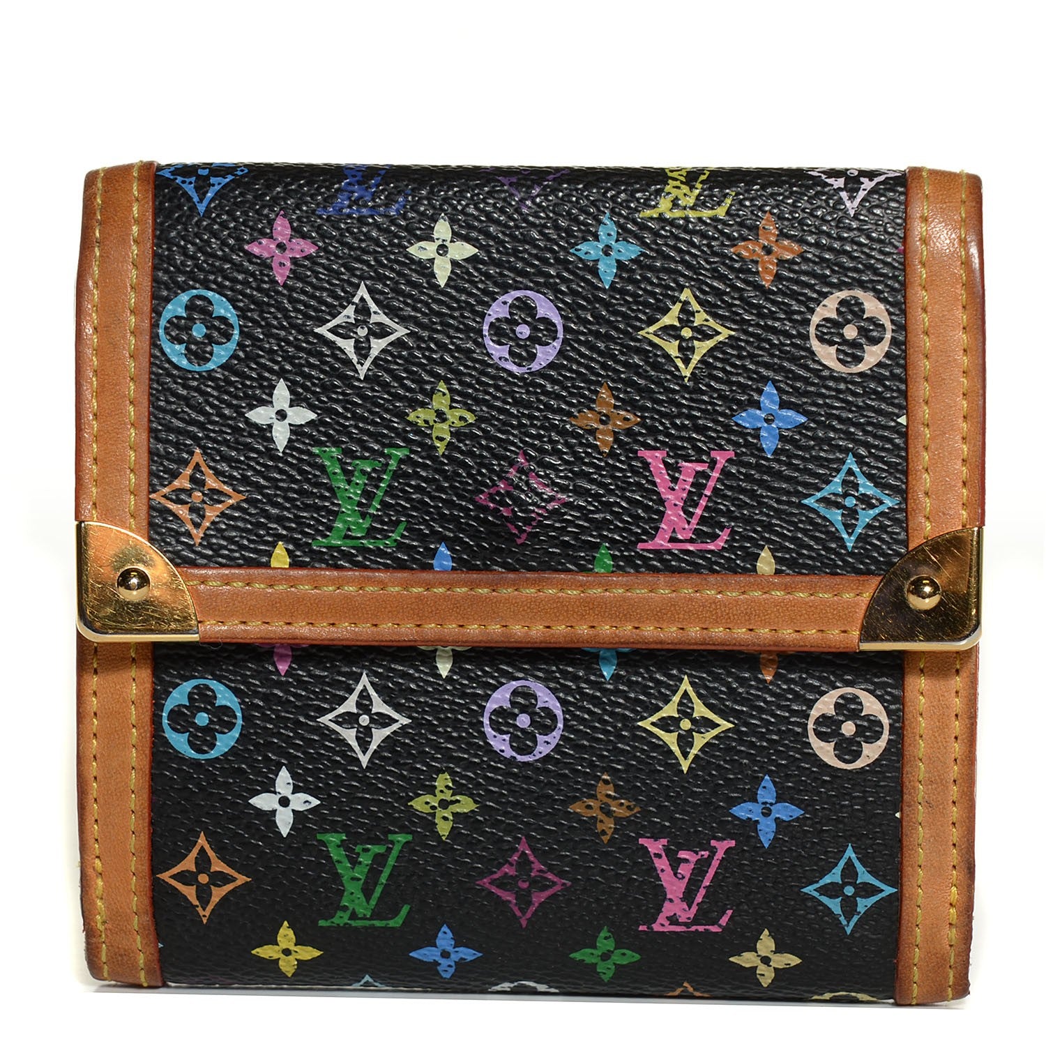 Louis Vuitton Monogram Multicolor Porte-Monnaie Billets Wallet Black 1 of 7
