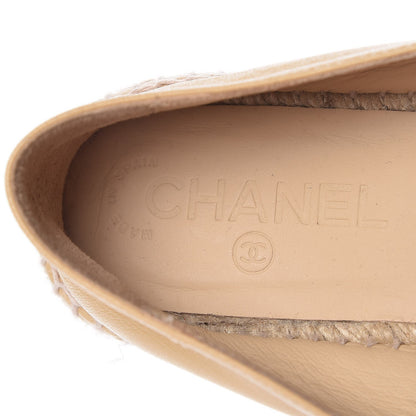 Chanel Lambskin Camellia CC Espadrilles 39 Beige Black 7 of 11