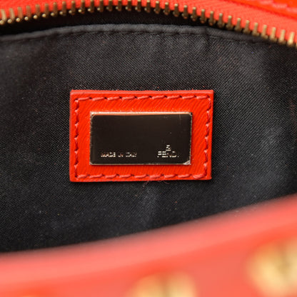 Fendi Raffia Calfskin FF Studded Satchel Orange 6 of 11