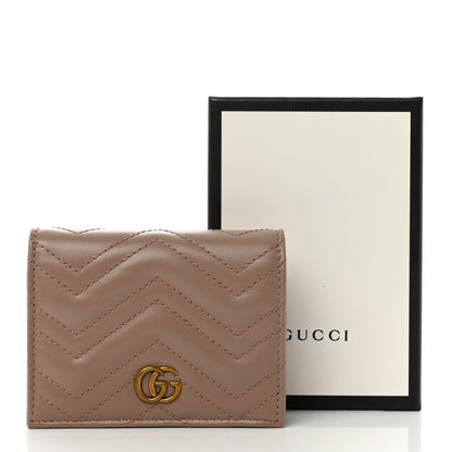 Gucci Calfskin Matelasse GG Marmont Card Case Wallet Porcelain Rose 8 of 8