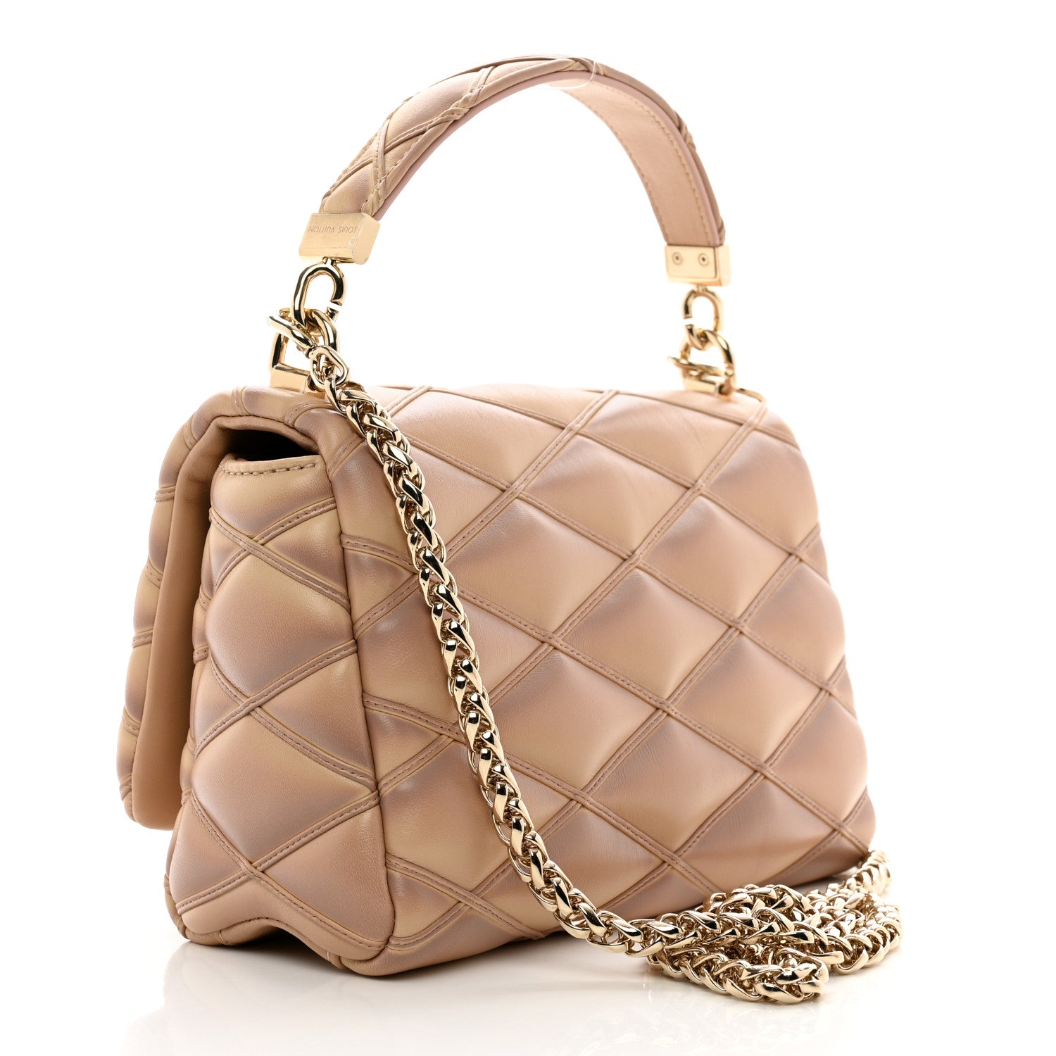 Louis Vuitton Lambskin Malletage Top Handle GO-14 MM Beige Rose 3 of 10