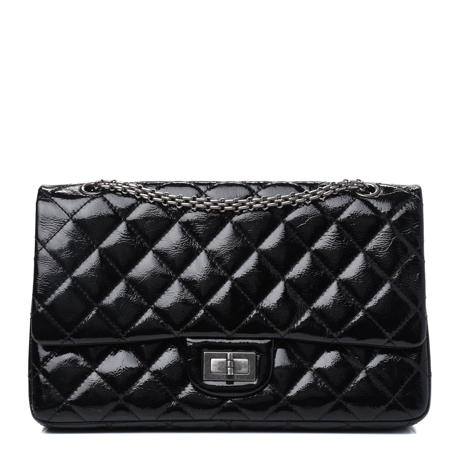 Chanel Distressed Patent Quilted 2.55 Reissue 227 Flap Black 1 of 16