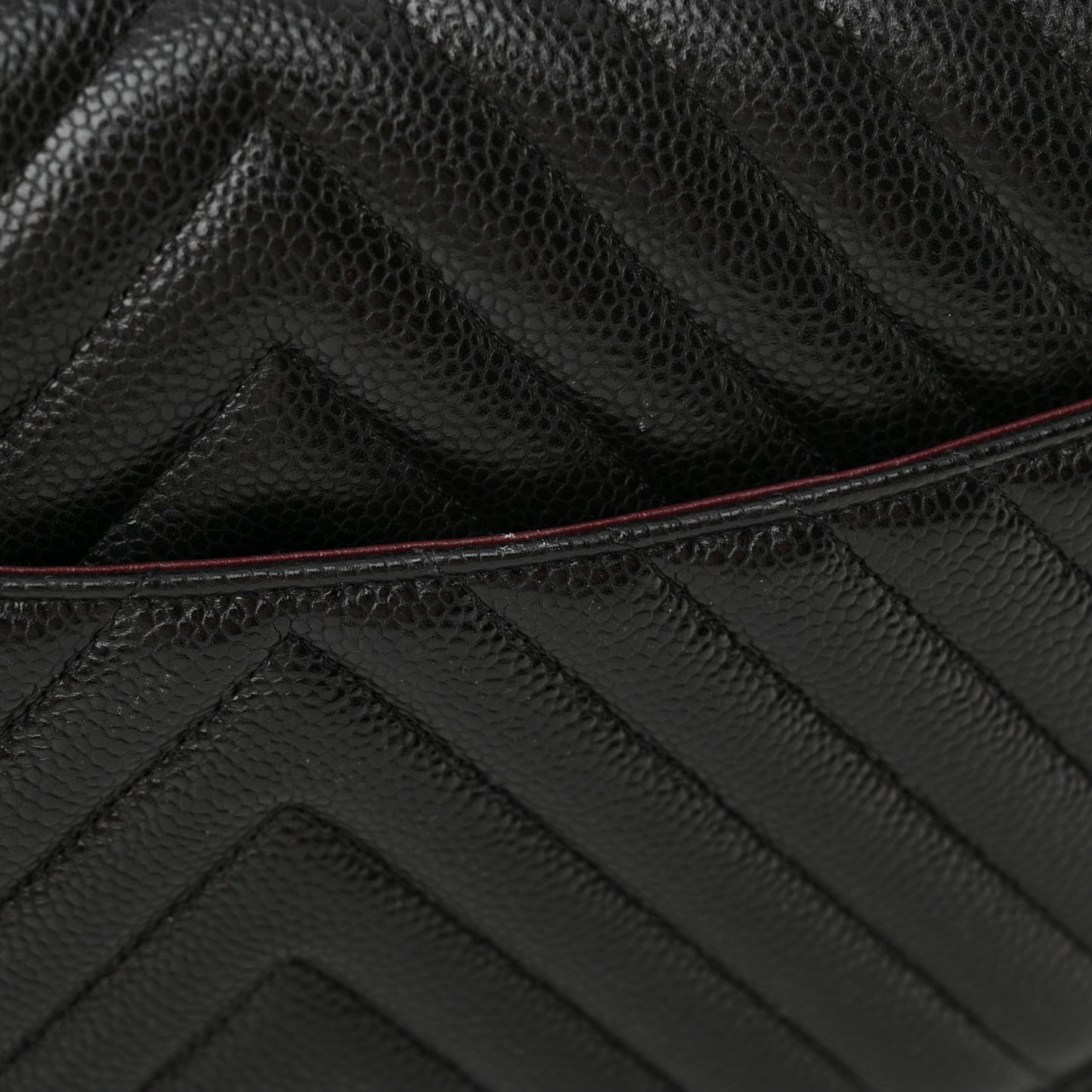 Caviar Chevron Quilted Jumbo Double Flap Black