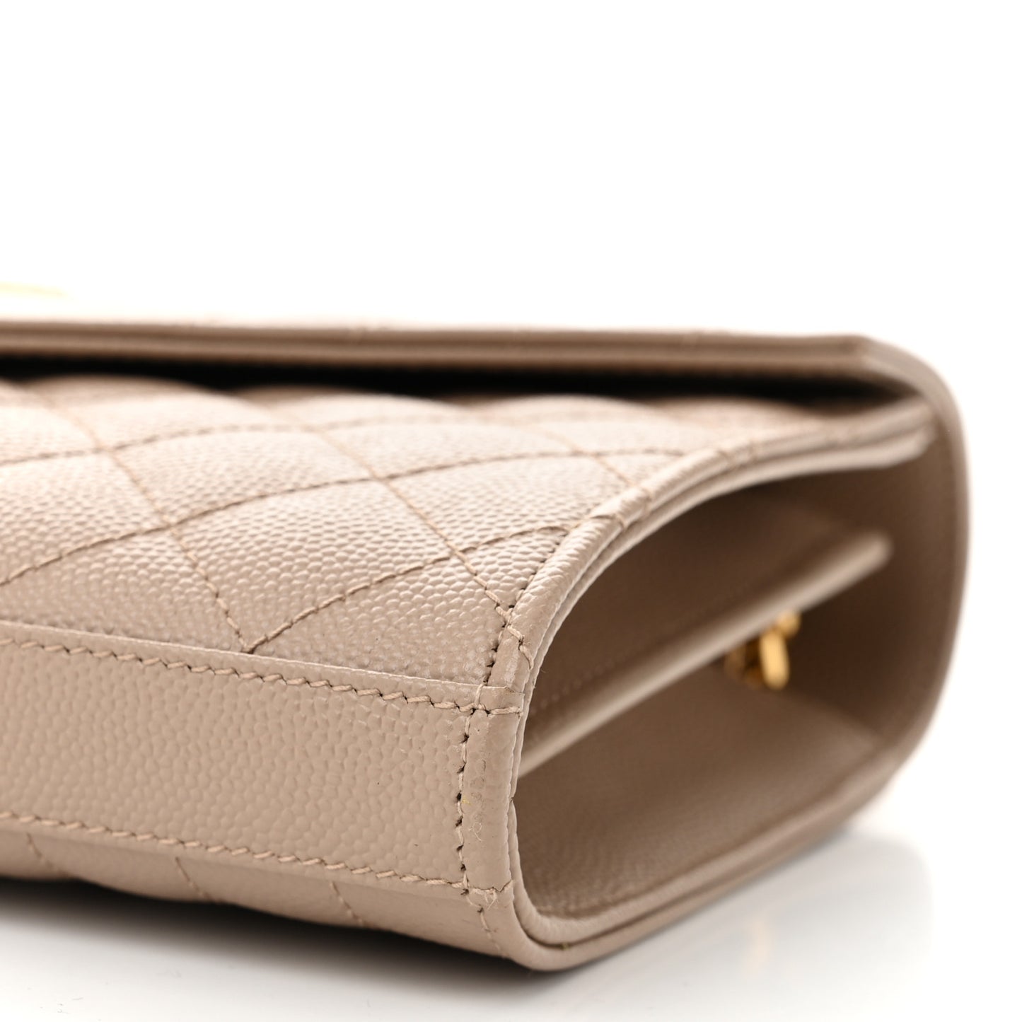 Grain De Poudre Mixed Matelasse Triquilt Monogram Chain Wallet Dark Beige