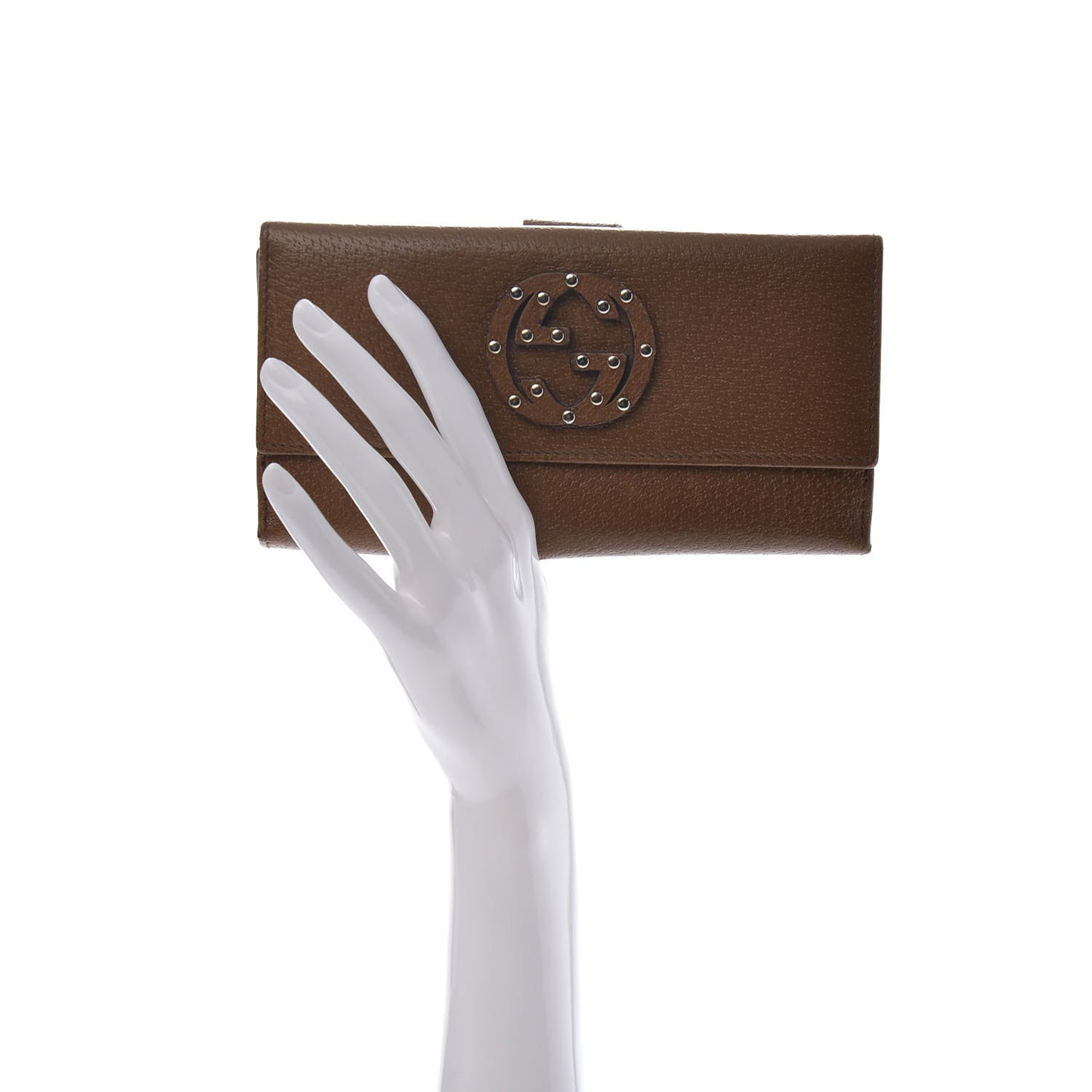 Calfskin Studded Soho Continental Wallet Brown