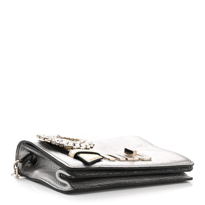 Miu Miu Metallic Goatskin Madras Ayers Crystal Embellished Shoulder Bag Cromo Pirite 4 of 11